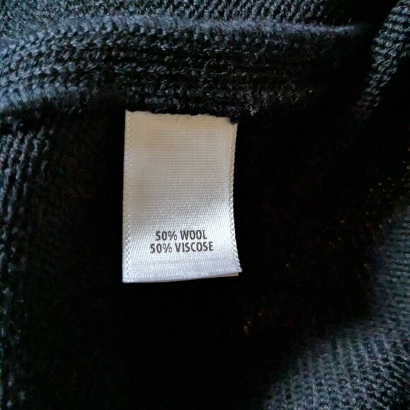 St John Full Zip Cardigan Sweater Long Jacket Black Wool Blend Size 14 Pockets - Picture 7 of 12